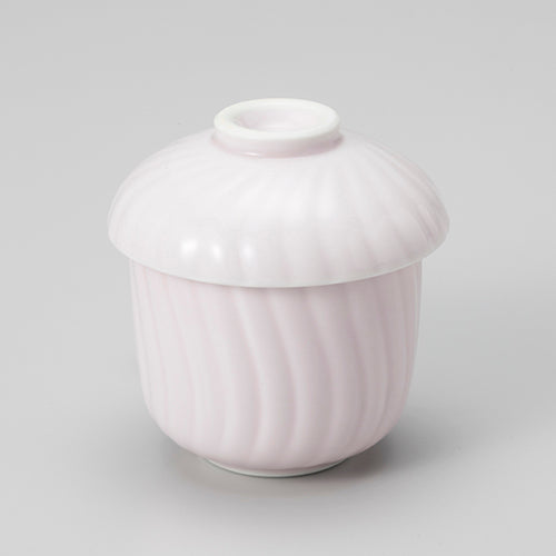 072-76 ピンク釉菊割蒸碗 大