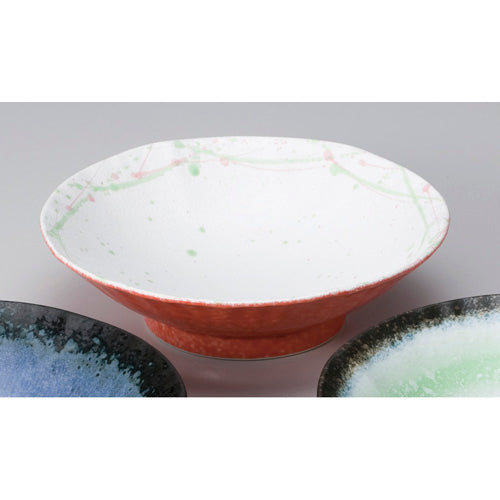 706-10054 外赤釉内白吹掛釉7.5寸多用鉢