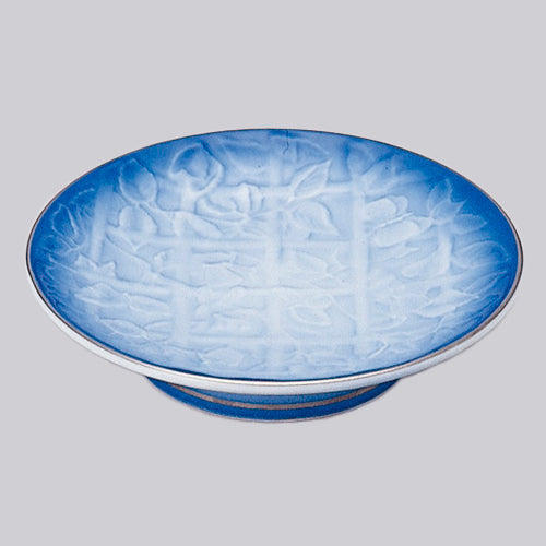 707-10099 ブルー吹彫刻天皿