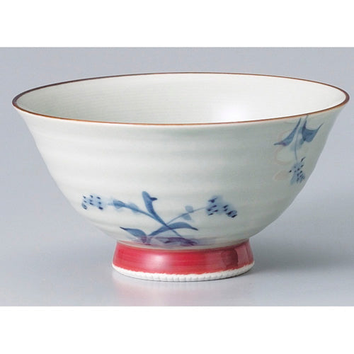 724-10014-01 古代草花高台朱 飯碗