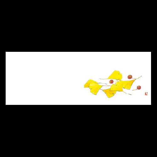 192-20085 箸置雲竜和紙マット いちょう (10~12月)