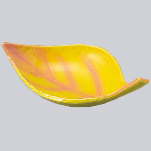 707-10297 円山川(黄)ねじり葉型多用鉢