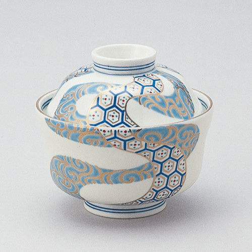 707-10338 流水亀甲紋小蓋物