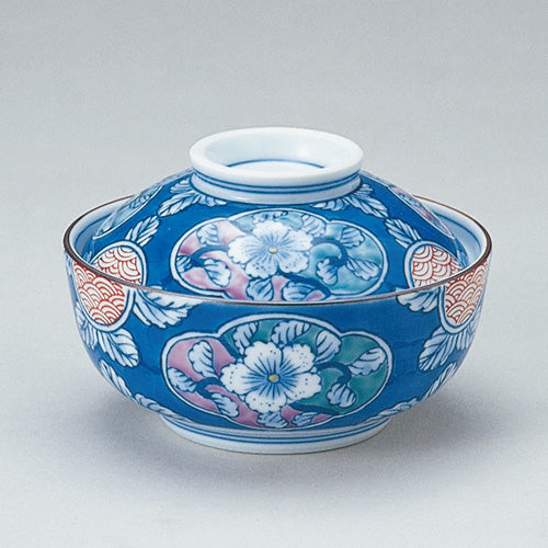 707-10353 染錦木甲割外濃草花絵蓋物