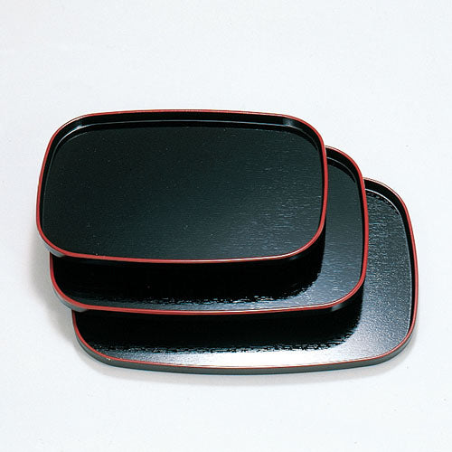 新京風小判盆 黒天朱