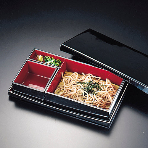 320-32211 洛西弁当1段 黒内朱角長L字仕切