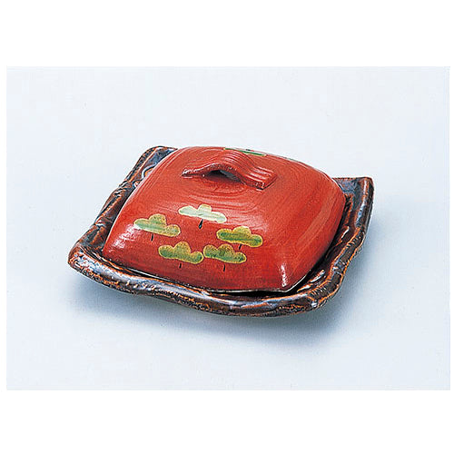 721-10035 赤巻松絵5寸角陶板