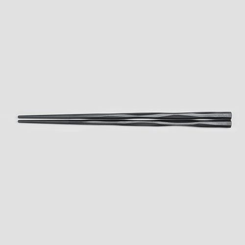 480-44116 SPS六角木彫箸 黒(21cm)<10膳入>