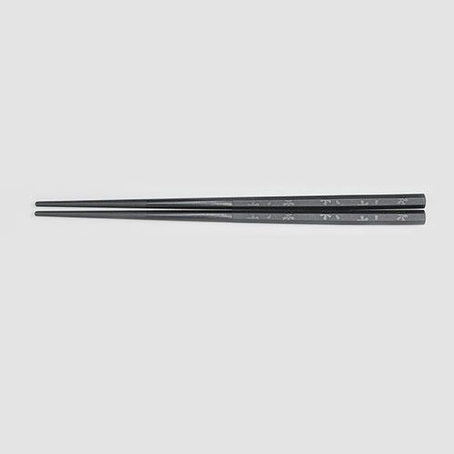 480-49116 SPS六角桜箸 黒(21cm)<10膳入>