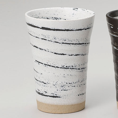 514-00017 千段フリーカップ ①白釉黒刷毛