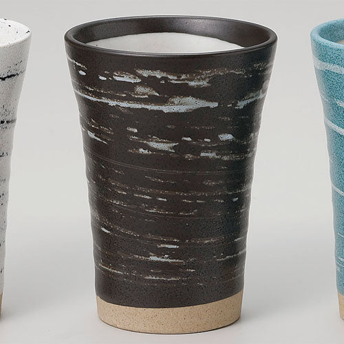 514-00018 千段フリーカップ ②黒釉白刷毛