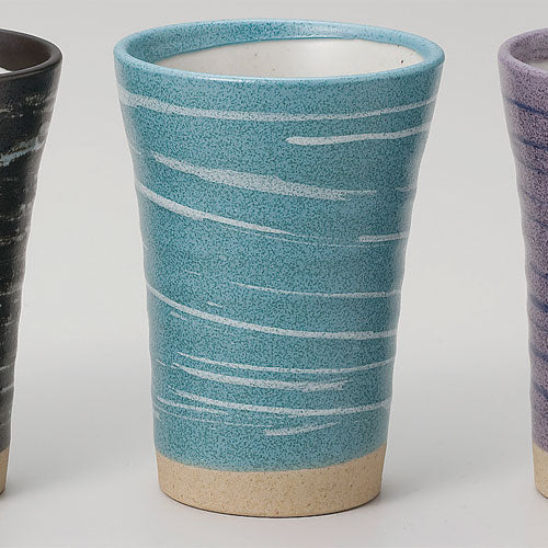 514-00019 千段フリーカップ ③水色白刷毛