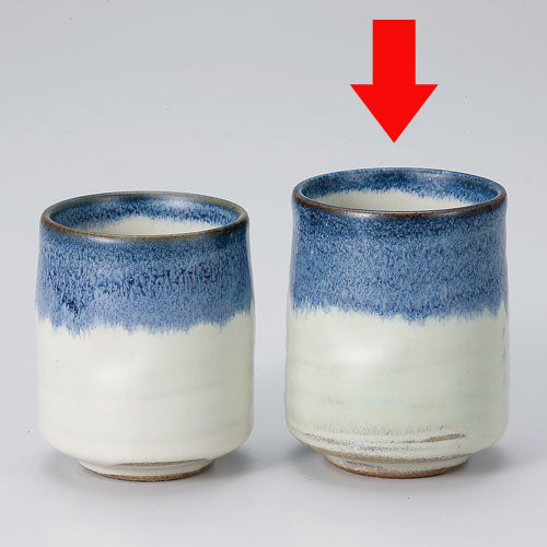 513-00013 白萩青流ペコ湯呑 大