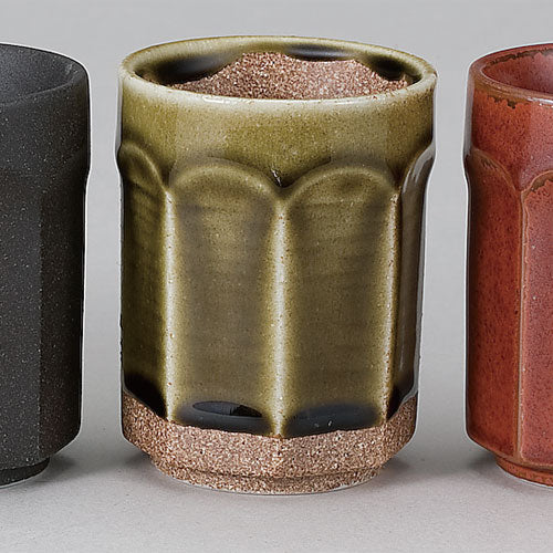 526-043600130 八角湯呑 ④灰釉伊賀