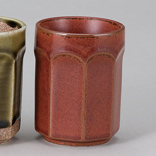 526-043600120 八角湯呑 ⑤朱赤結晶