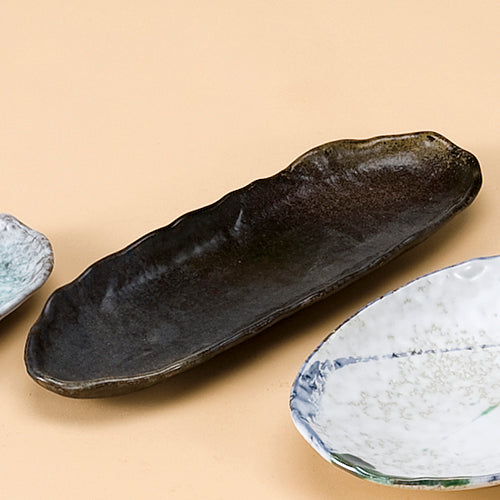 501-00294 琥珀 細舟型皿