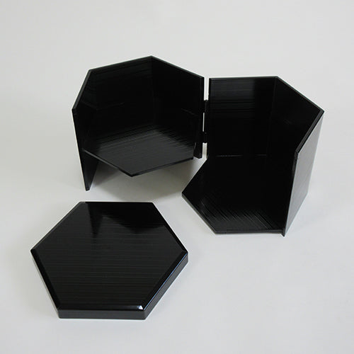 320-35111 六角開き弁当 黒<本体・蓋>