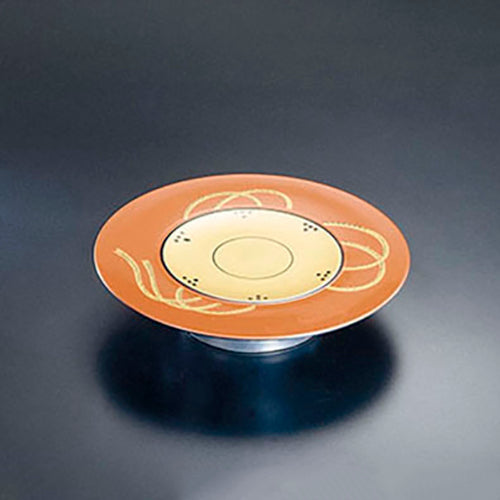 425-12221 高台鼓天皿 朱内金