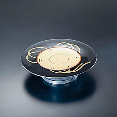 425-12211 高台鼓天皿 黒内金