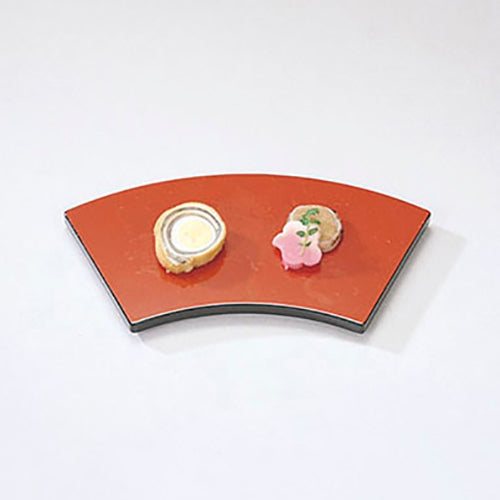 420-74024 扇面台皿 朱