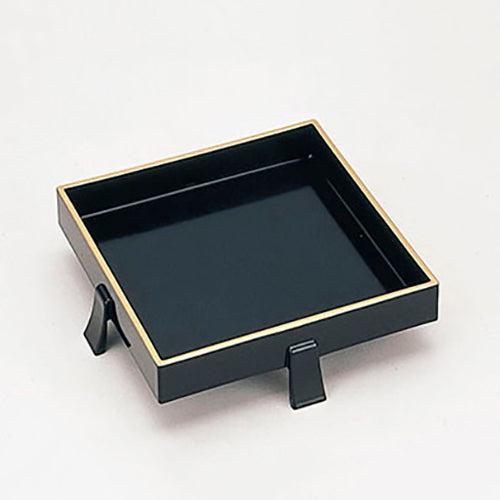 435-20211 正角足付盛器 黒天金