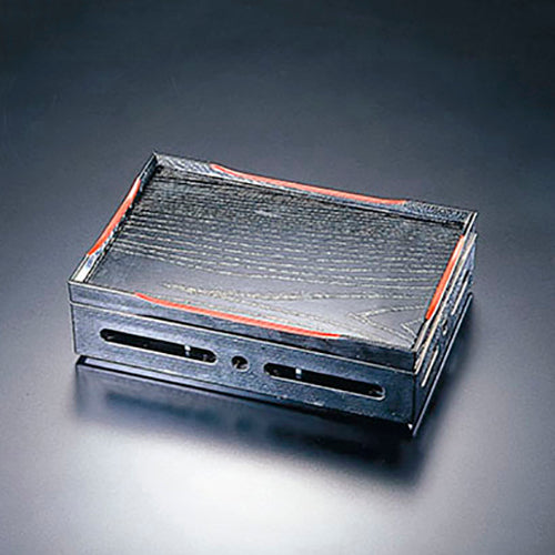 435-21021 角長すかし盛器用 蓋 黒天朱