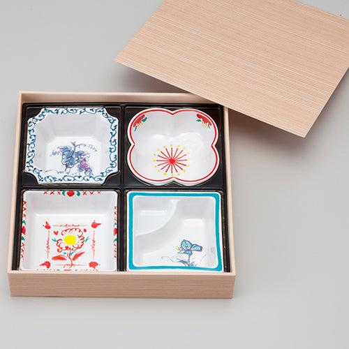 127-10054 杉木目4つ陶仕切シャクリ蓋セット<108個セット>