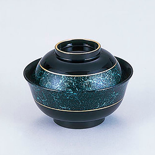 350-46292 神楽椀 エメラルド乱糸金線