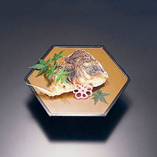 435-39221 六角高台皿 梨地