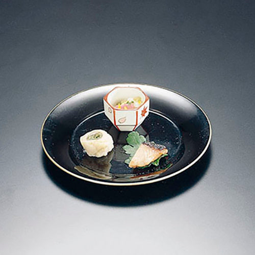 420-43014 円町皿 黒渕金