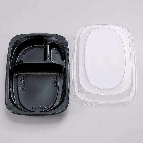 128-10232 弁当容器 KF-35A黒 OPS蓋セット 1000セット入