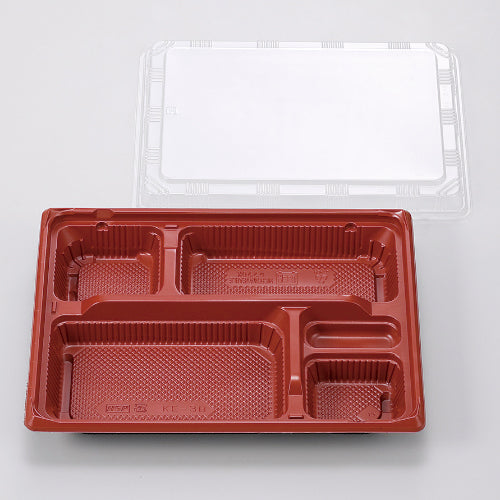 128-10235 弁当容器 KE-1A朱黒 OPS蓋セット 800セット入