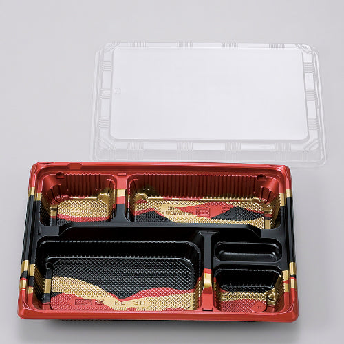 128-10237 弁当容器 KE-1A赤帯B OPS蓋セット 800セット入