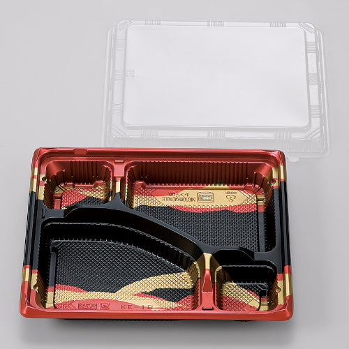 128-10240 弁当容器 KE-1B赤帯B OPS蓋セット 800セット入