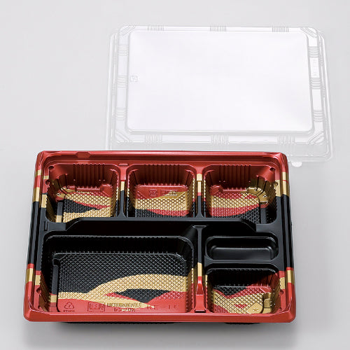 128-10243 弁当容器 KE-1C赤帯B OPS蓋セット 800セット入