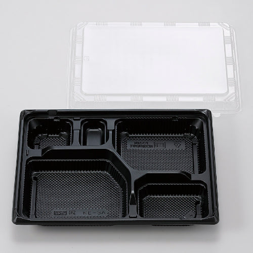 128-10245 弁当容器 KE-3A黒 OPS蓋セット 600セット入