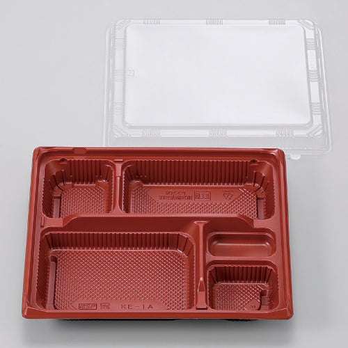 128-10247 弁当容器 KE-3B朱黒 OPS蓋セット 600セット入