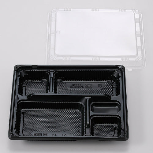 128-10248 弁当容器 KE-3B黒 OPS蓋セット 600セット入