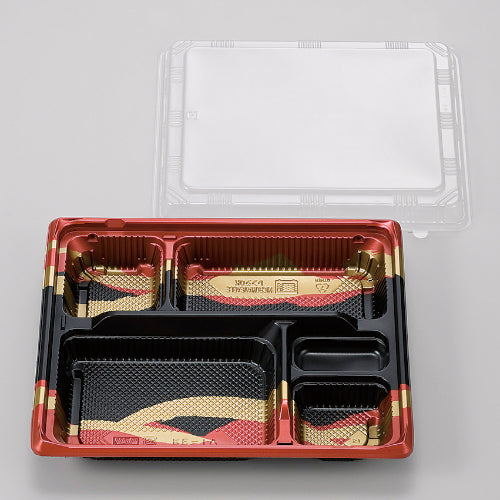 128-10249 弁当容器 KE-3B赤帯B OPS蓋セット 600セット入