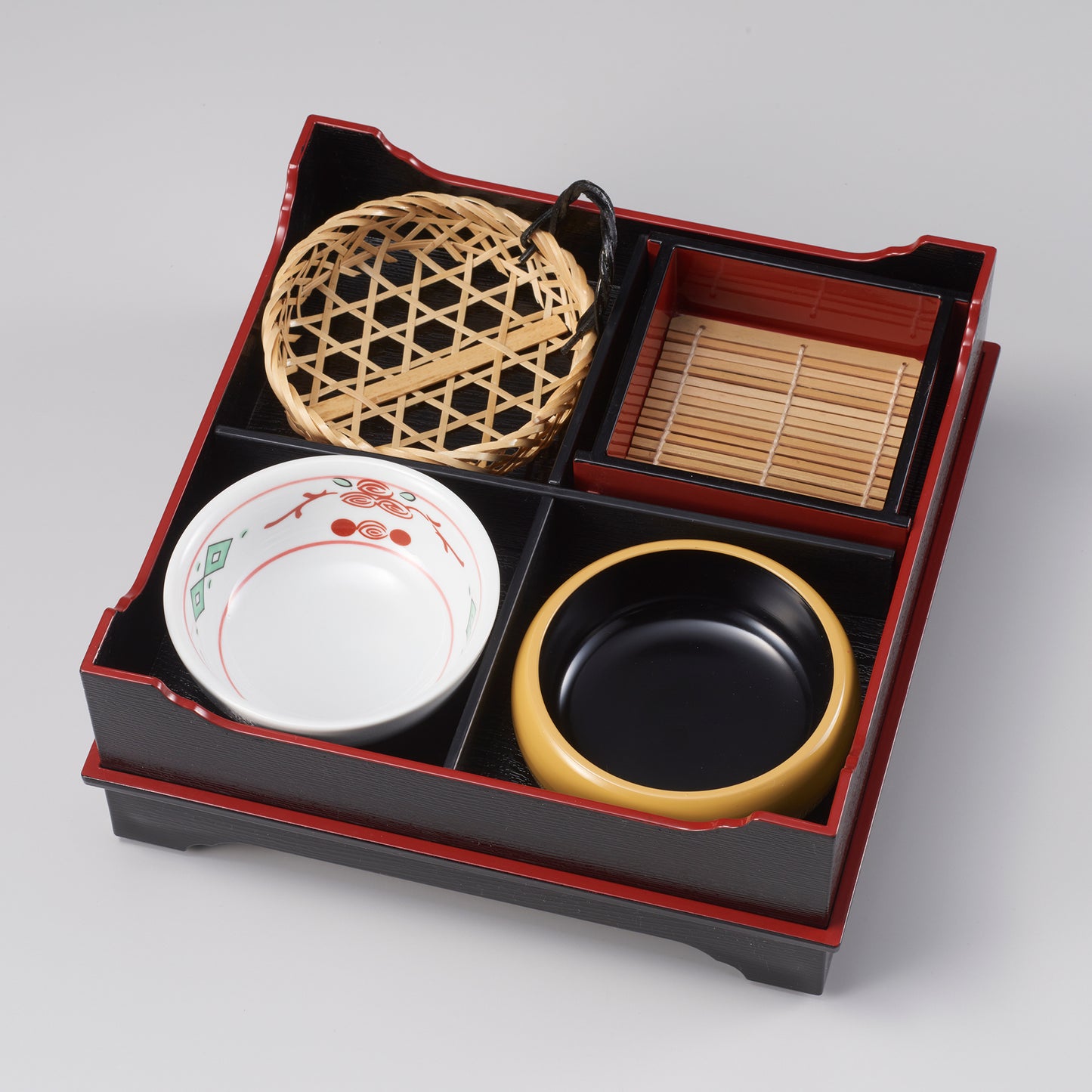 390-56204 ミニセイロ 朱天黒<竹ス付>