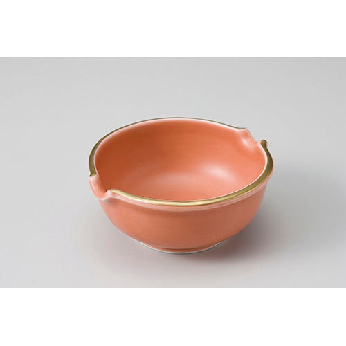 071-28 渕金柿釉両口小鉢