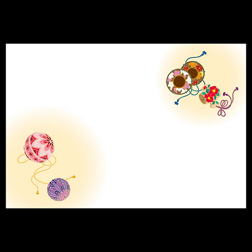 201-10259 38cm上質紙マット 鼓と手まり