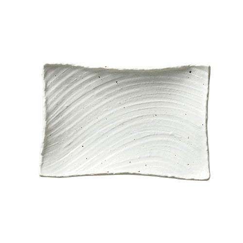 516-00579 窯変志野 枯山水角皿26cm