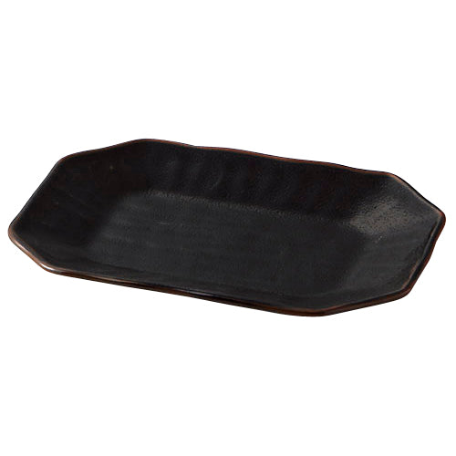 516-00813 柚子黒天目 八角型多用皿