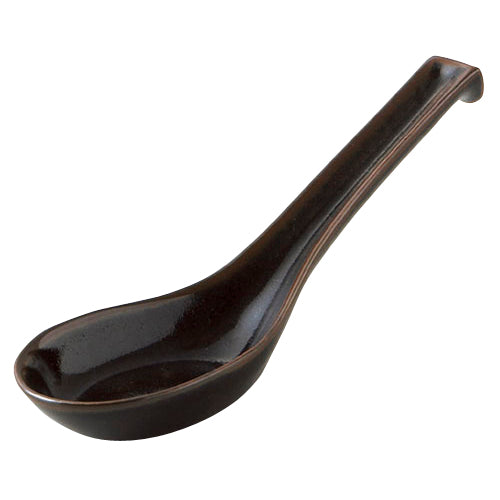 516-00825 柚子黒天目 レンゲ15cm