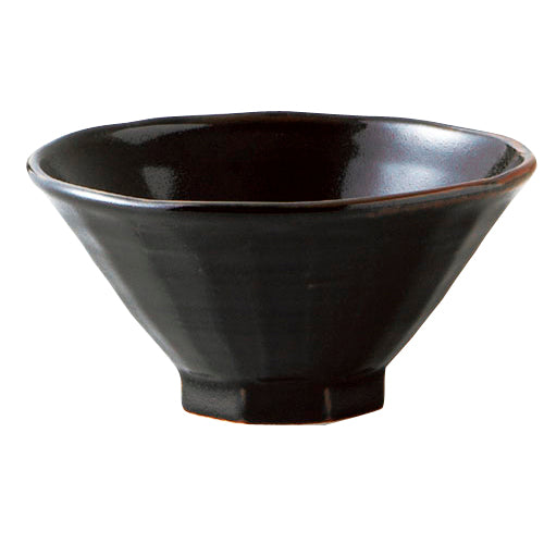 516-00504 柚子黒天目 八角4.8飯碗