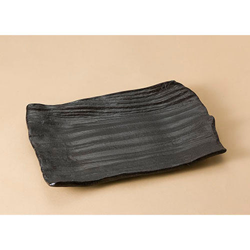 501-00255 黒燻 10号長角皿