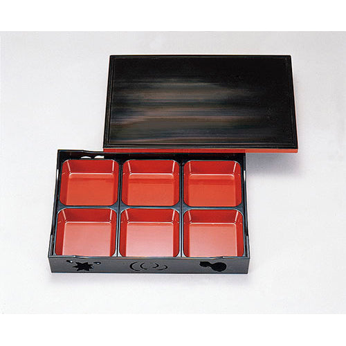 300-60014 尺3松華堂 6つ仕切 朱天黒