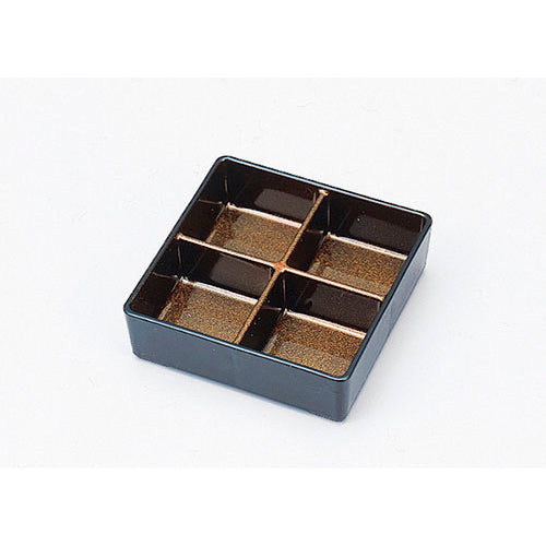 305-31141 正角4つ仕切鉢 金パール天黒
