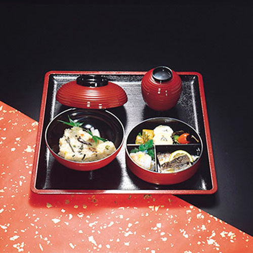 320-66123 提灯弁当 朱2段<仕切付>